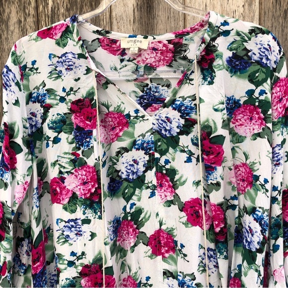 Umgee Boho Floral Flowy Mini Dress Small - Picture 4 of 12